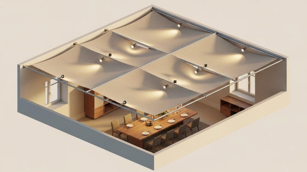 tkanevye potolki v interere 2